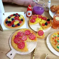 1/6 Scale Dollhouse Miniature Pizza Chicken Fried Chips Juice Mini Fast Food for Blyth BJD Doll House Kitchen Play Accessories 2