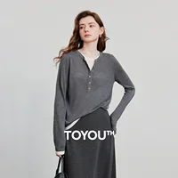 TOYOUTH femmes chemise tricotée 2025 automne nouveau rétro couleur contraste épissage faux deux pièces pull bas hauts 1