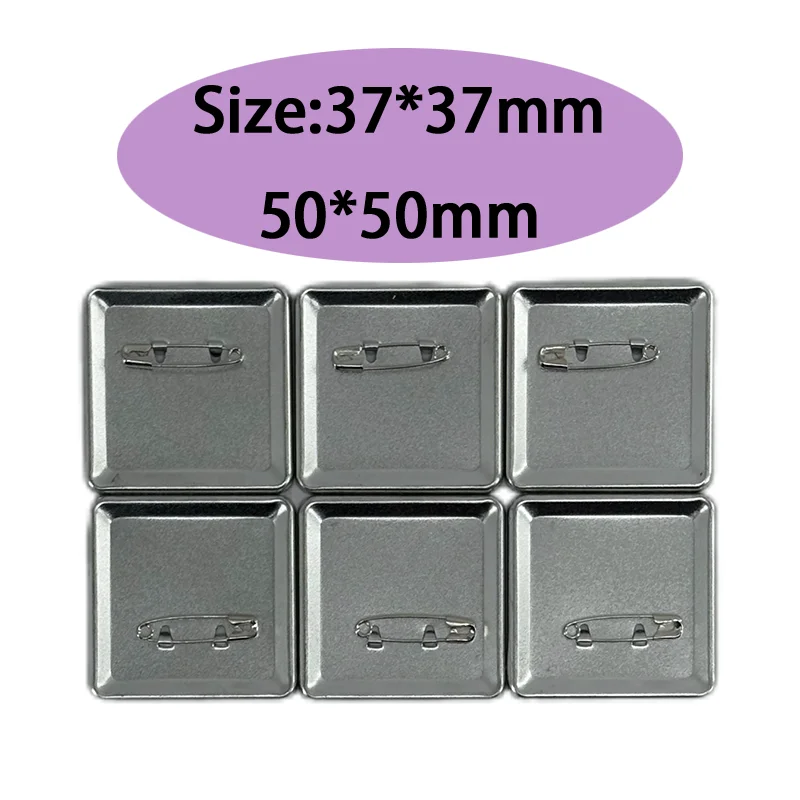 100PCS Metal Square Badge Button Making Parts DIY Making Badge Pins Consumables Material for Square Button Maker Supplies
