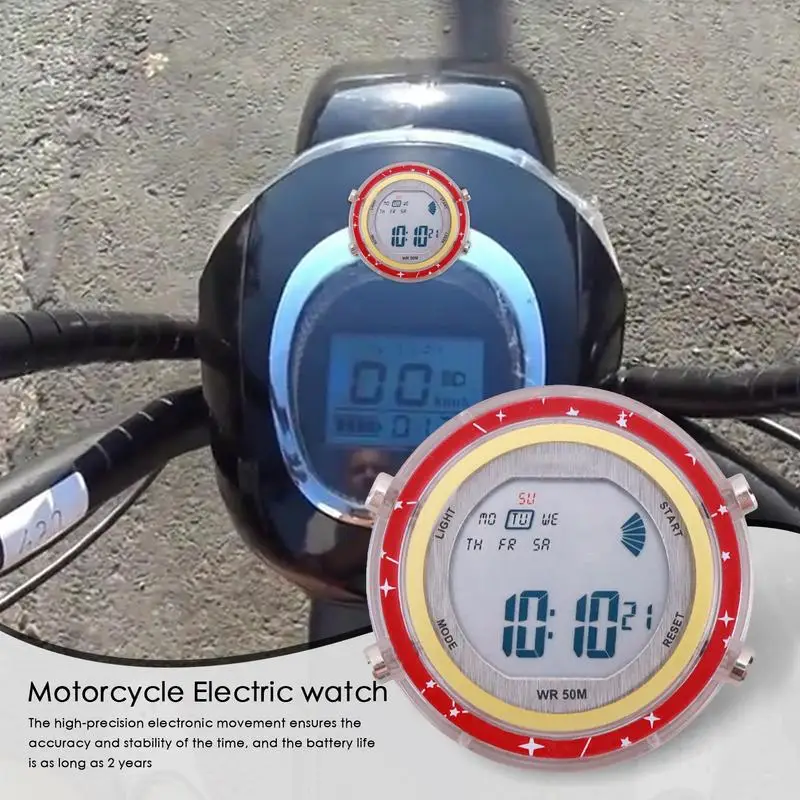 Motorfiets Digitale Klok Waterdichte Stick-On Motor Mount Horloge Lichtgevende Wijzerplaat Klok Voor De Meeste Motorfietsen Suvs Auto 'S