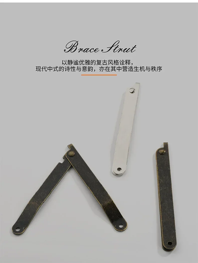 Description Picture 4 of item2PCS Wooden Box Positioning Tripod Antique Lid Folding Support Hinge Gift Jewelry Case Wood Box Corner Movable Hardware Bracket