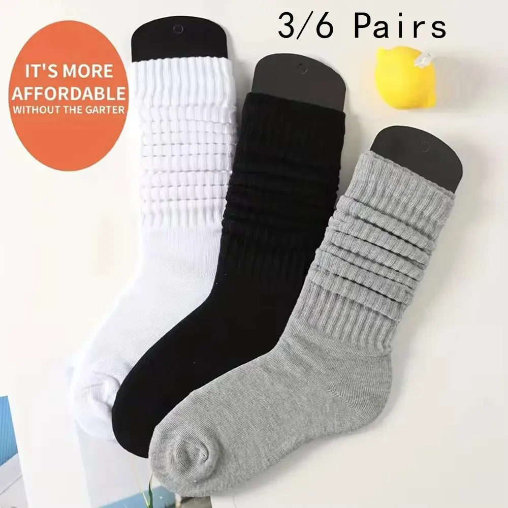 3/6 Pairs Pleated Mid Length Women's Fashion Lolita Bubble Socks Comfort Non Pilling Autumn Versatile Girl Elephant