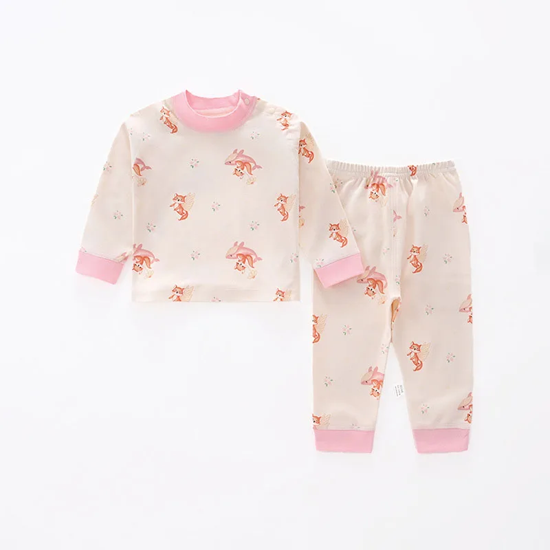 thumbnail image 1 of 1-6Y Baby Clothes Unisex Homewear Sets Boy Infant Pajamas Cartoon Print Long Sleeved Top and Pants 2Pcs Girls Toddler Long Johns, 1 of 6