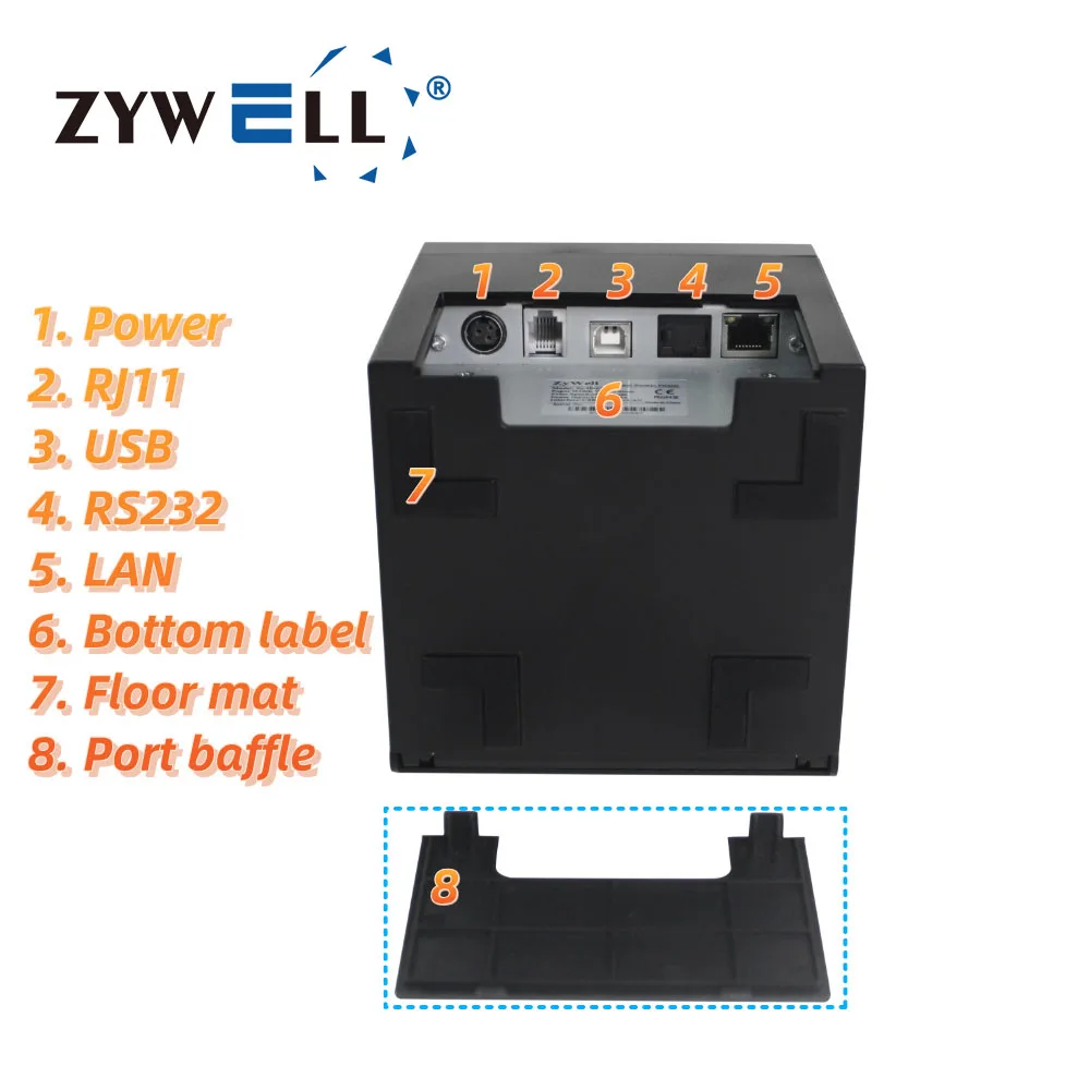 ZYWELL H862 80mm 감열식 프린터 (스크린 포함, 듀얼 컬러 인쇄 기능, 영수증/송장 출력 가능)