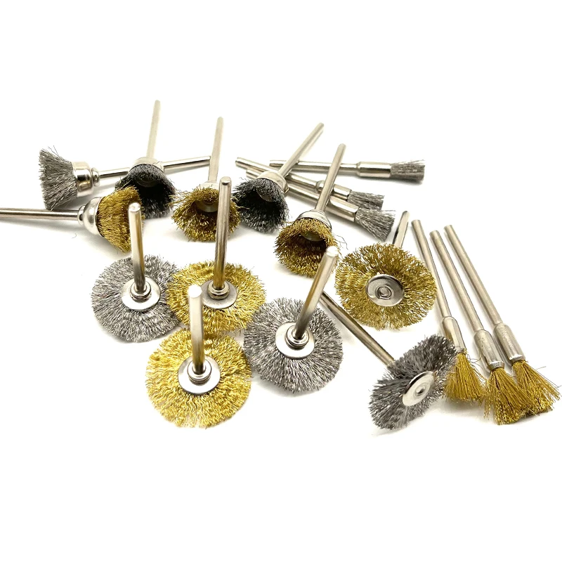 Steel Wire Wheel Brushes For Metal Rust Removal Polishing Brush Steel Rotary Brush For Mini Drill Rotary Tool  Set Of 5 Color Golden  Silver Material  Brasssteel - View #3