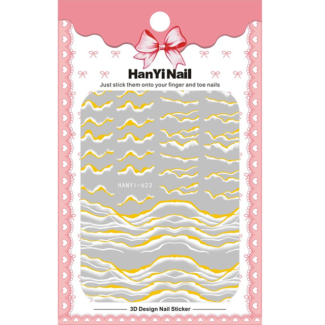 Gold Sliders 3D Nail Stickers Geometric Swirl Wave Liners Stripe Adhesive Slider Transfer Decal DIY Nail Art Decorations