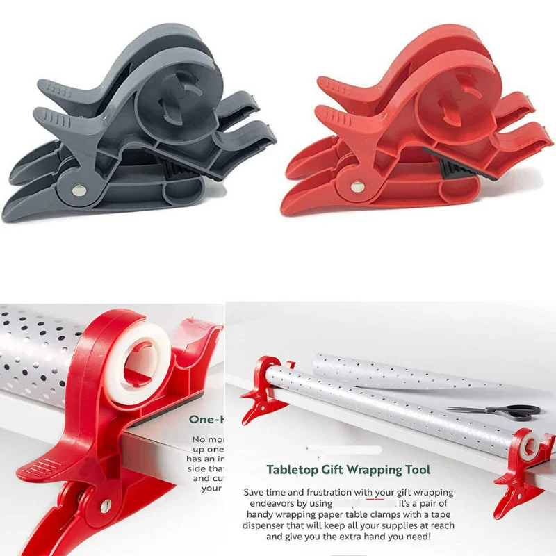 Tape dispenser Paper Roll Holder Clip Wrap Tabletop Gift Wrapping Tool 2pcs For Christmas Arts Crafts Tools