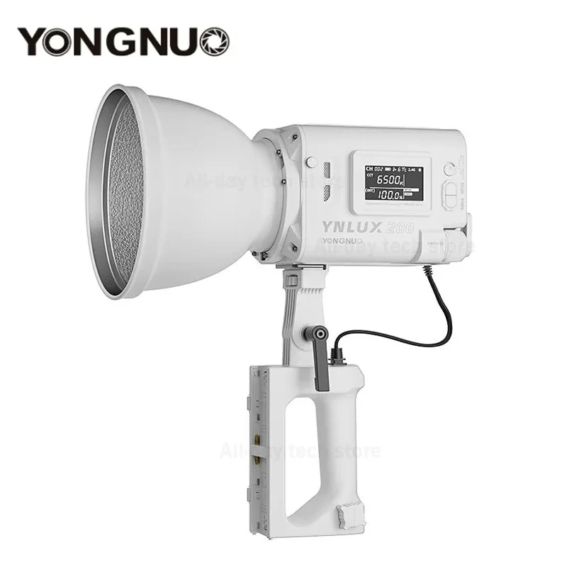 YONGNUO 핸들 전원 어댑터가 있는 휴대용 야외 LED 조명, YNLUX200 200W 2700K-6500K 보웬스 마운트