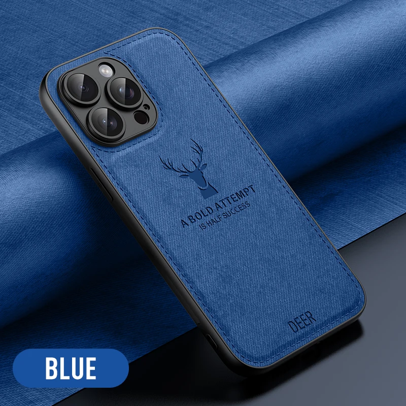 Elegant Deer Head Pattern Cloth Leather Case - Shockproof Soft Back Shell Cover