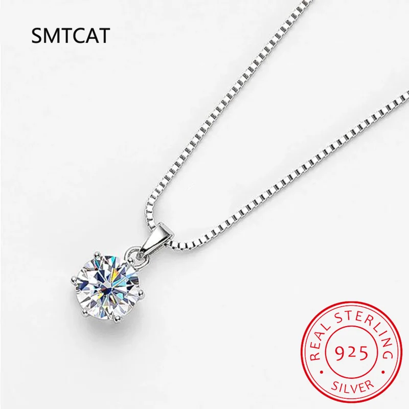 Real 1 Carat D Color Moissanite Bridal Pendant Necklace 100% 925 Sterling Silver Wedding Party Fine Jewelry Gift pendant necklace silver necklace moissanite necklace silver pendant
