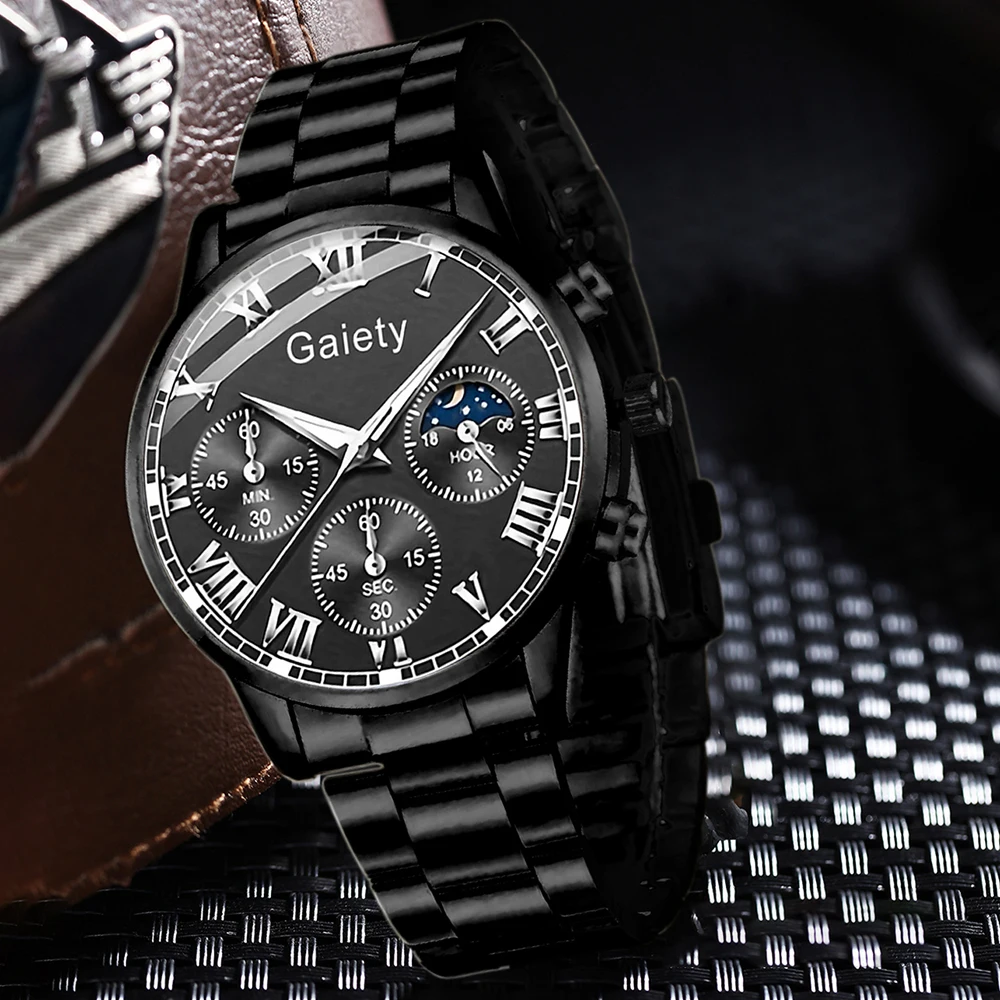 طقم ساعات رجالية مكون من 4 قطع، طقم ساعات كوارتز أ...