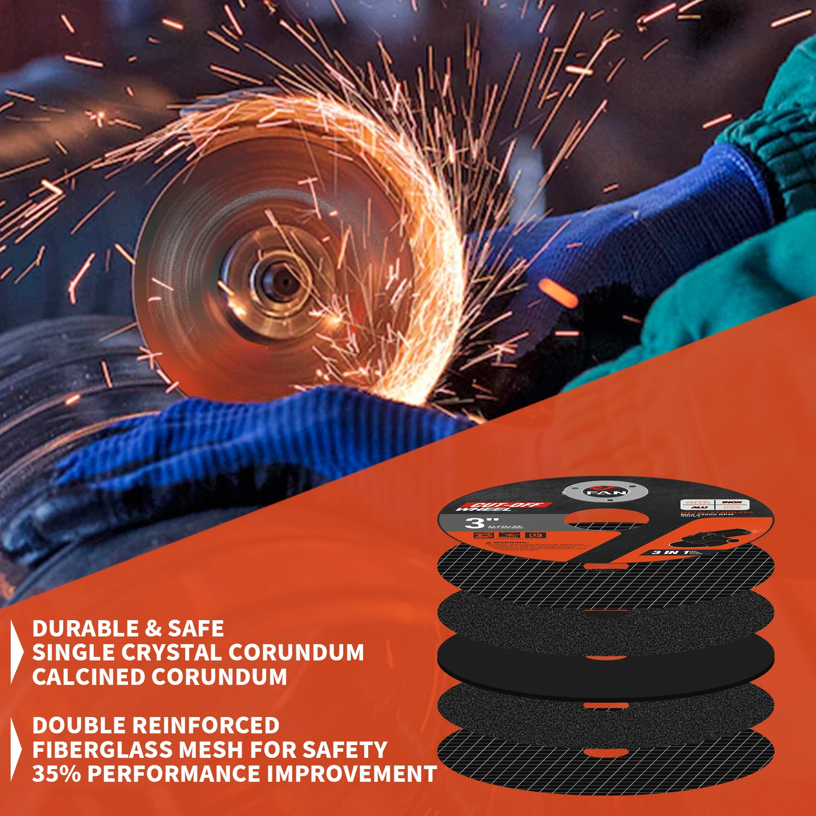 Metal Cutting Discs 3 Inch 75mm Cut Off Wheels Circle Blades 25-pack Electric Angle Grinder Accessories with Pouch cutting disc cutting blade