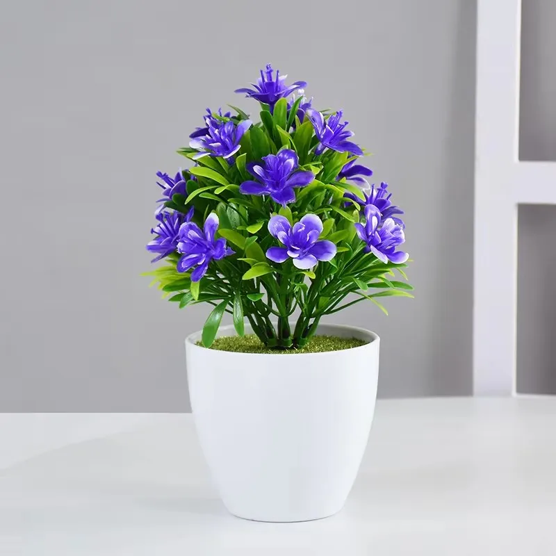 Artificial Potted Bonsai with Flowers – Decorative Tabletop Accent for Home, Wedding, Hotel, and Office Decor