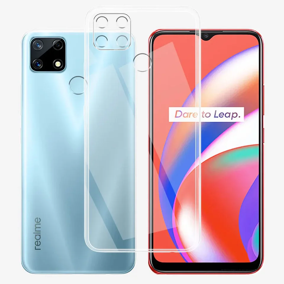 JIENI Cover per Oppo Realme 7 5G (6,5), trasparente, custodia morbida in silicone TPU per Oppo Realme 7 5G, antiurto, colore: Rosa Rosso