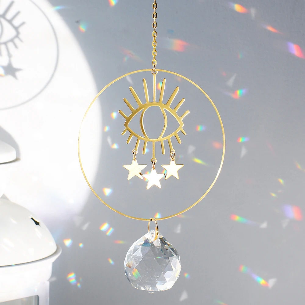 Crystal Suncatcher Rainbow Prism Moon Sun Catcher Garden Decoration Outdoor Suncatchers Window Hanging Moon Crystal Decoration sun catcher,sun catchers,window ornament