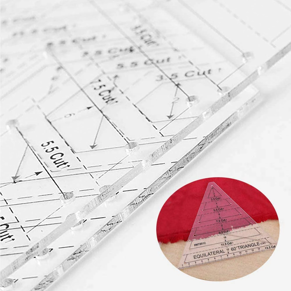  Reglas de acolchado, multiusos, regla de tela de retazos, regla  de corte de diseño de ropa, regla de patchwork con doble cuadrícula de  colores, regla de plantilla para costura y manualidades
