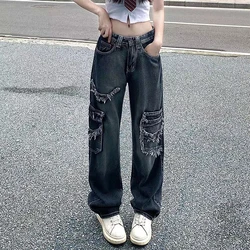 Streetwear Vintage Y2K Streetwear Baggy Jeans Femme High Waisted Straight Wide Leg Pants Denim Trousers Fairy Grunge Alt Clothes
