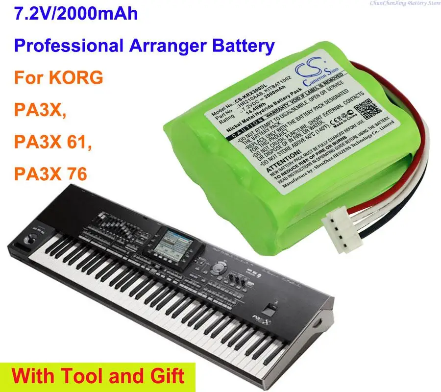 Orangeyu 2000Mah Batteria Arranger Professionale Hhr210Aab, Kitbat1002 Per Korg Pa3X, Pa3X 61, Pa3X 76