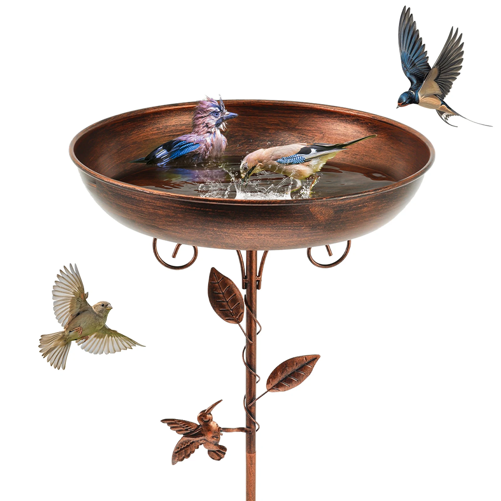 Bird Bath Feeder Bowl Iron Garden Outside Standing Vintage Sturdy Garden Patio Yard Lawn Stake Decoration Bird Bath Feeder Bowl Iron Garden Outside Standing Vintage Sturdy Garden Patio Yard Lawn Stake Decoration