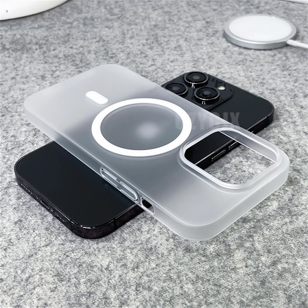 Ultra Thin Matte Magnetic Wireless Charging Clear Case - Shockproof Hard PC Cover