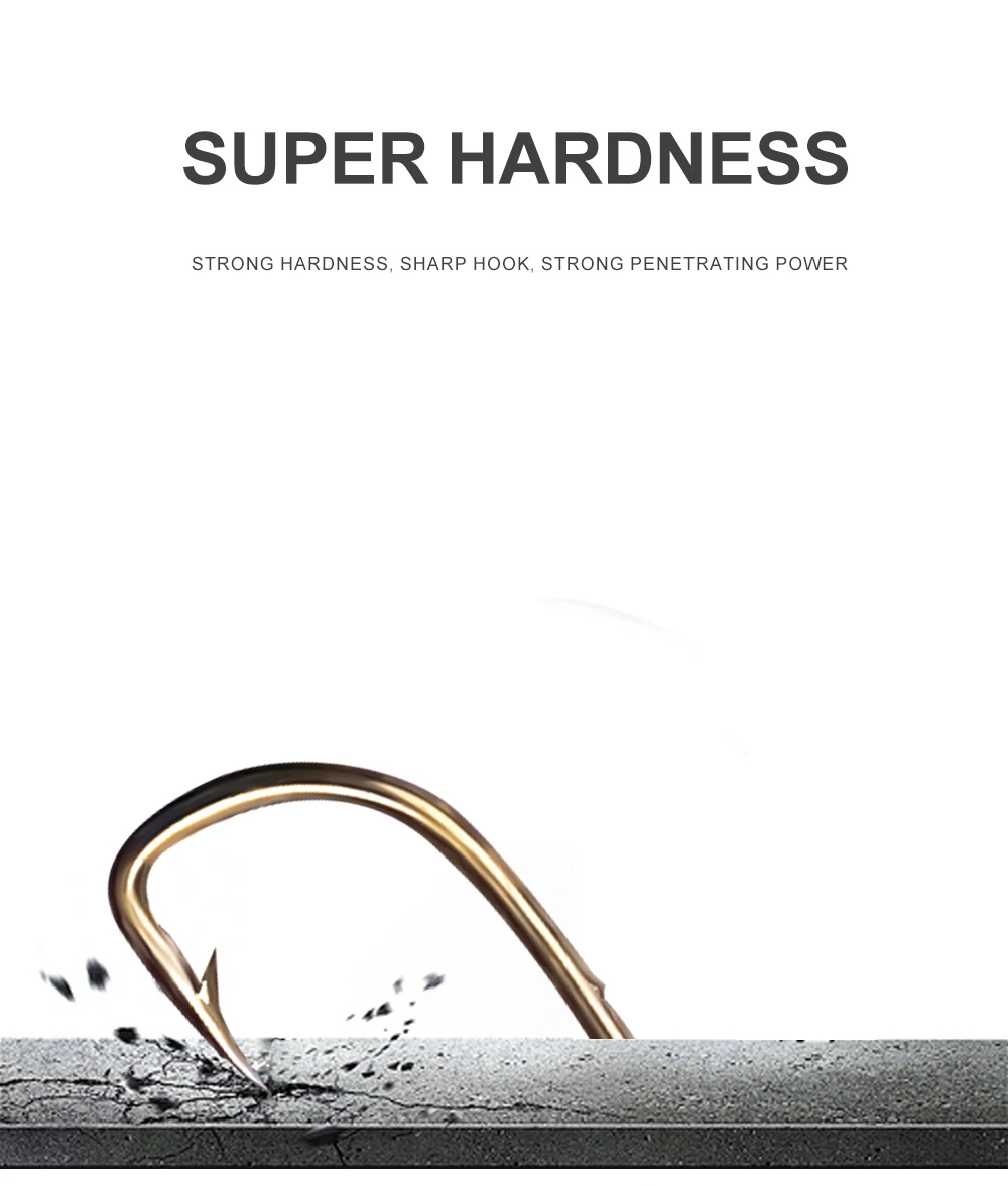 Description Picture 3 of itemFTK Baitholder Fishing Hooks 100Pcs 7-10# Bait Hook Barbed Shank Down Eye Offset Circle Hook Carp Fishing Jig Worm Hook Tackle