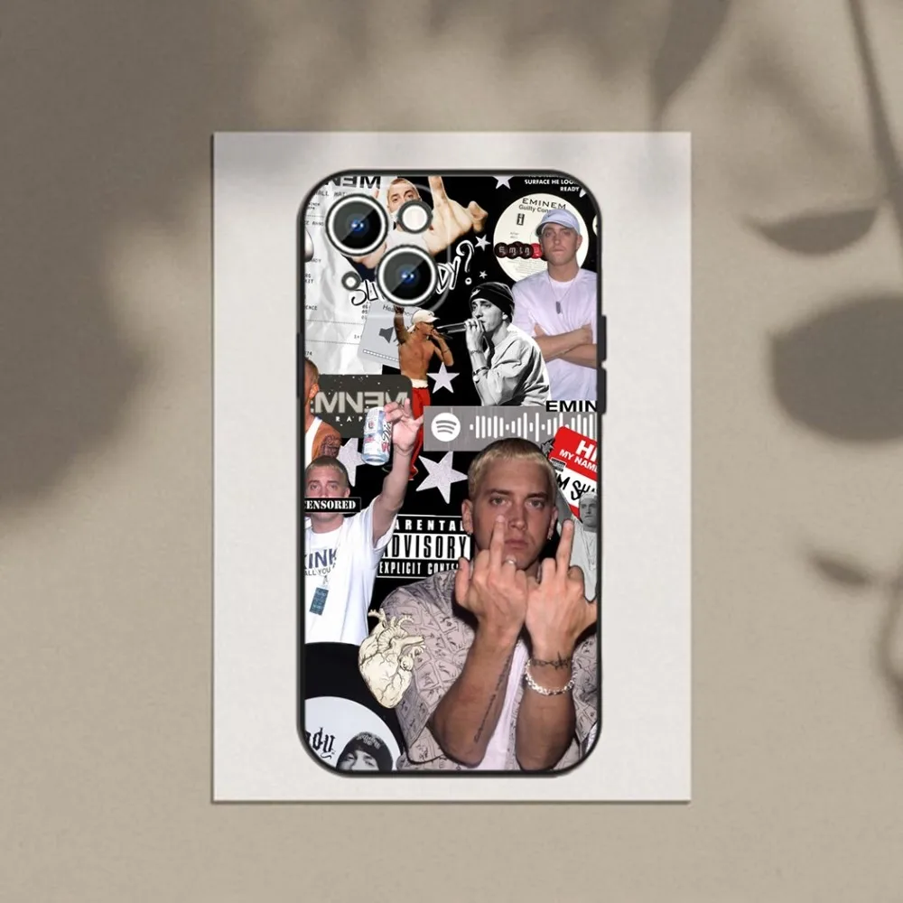 thumbnail image 1 of Singer E-Eminem funda de teléfono para Apple iPhone 15,14,13,12,11,XS,XR,X,8,7,Pro,Max,Plus,mini funda negra de silicona, 1 of 5