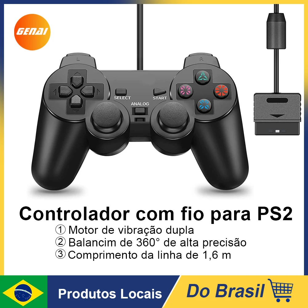 Gamepad Com Fio para PS2 Vídeo Game Controlador para PS2 Joystick para ...