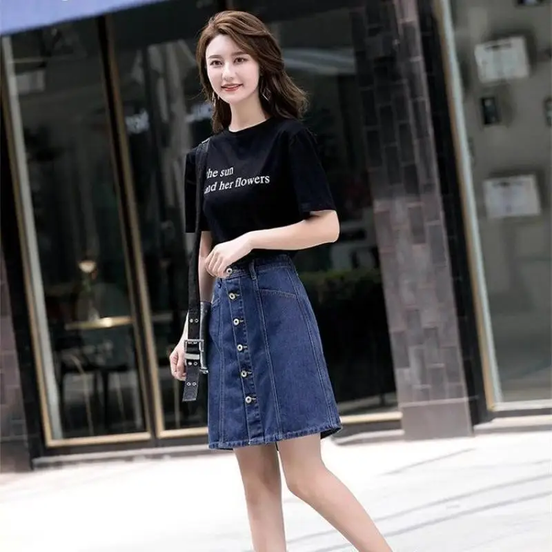 MOUKYUN Summer Denim Short Skirt For Women Korean Fashion