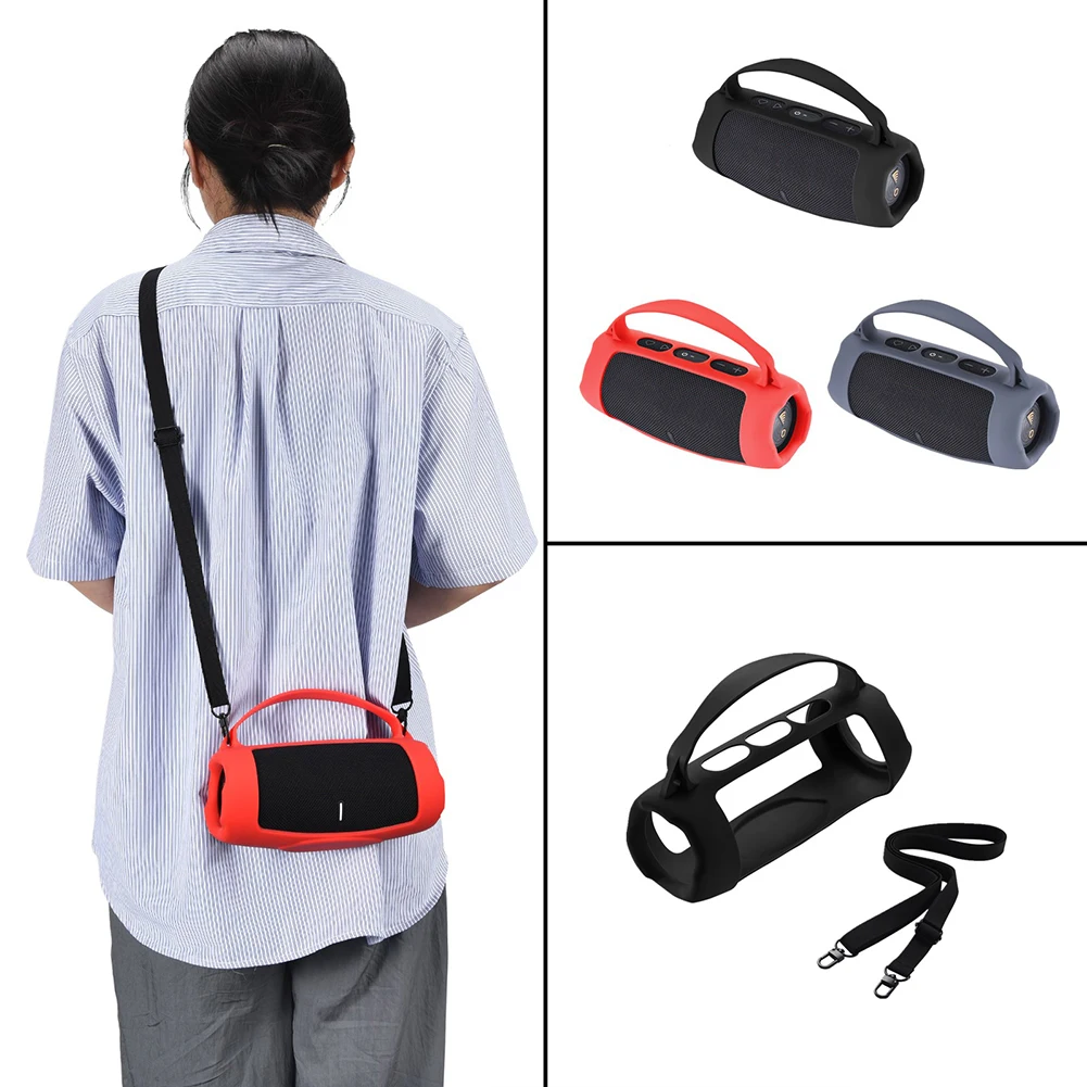Silicone Waterproof Shockproof Speaker Case with Shoulder Strap