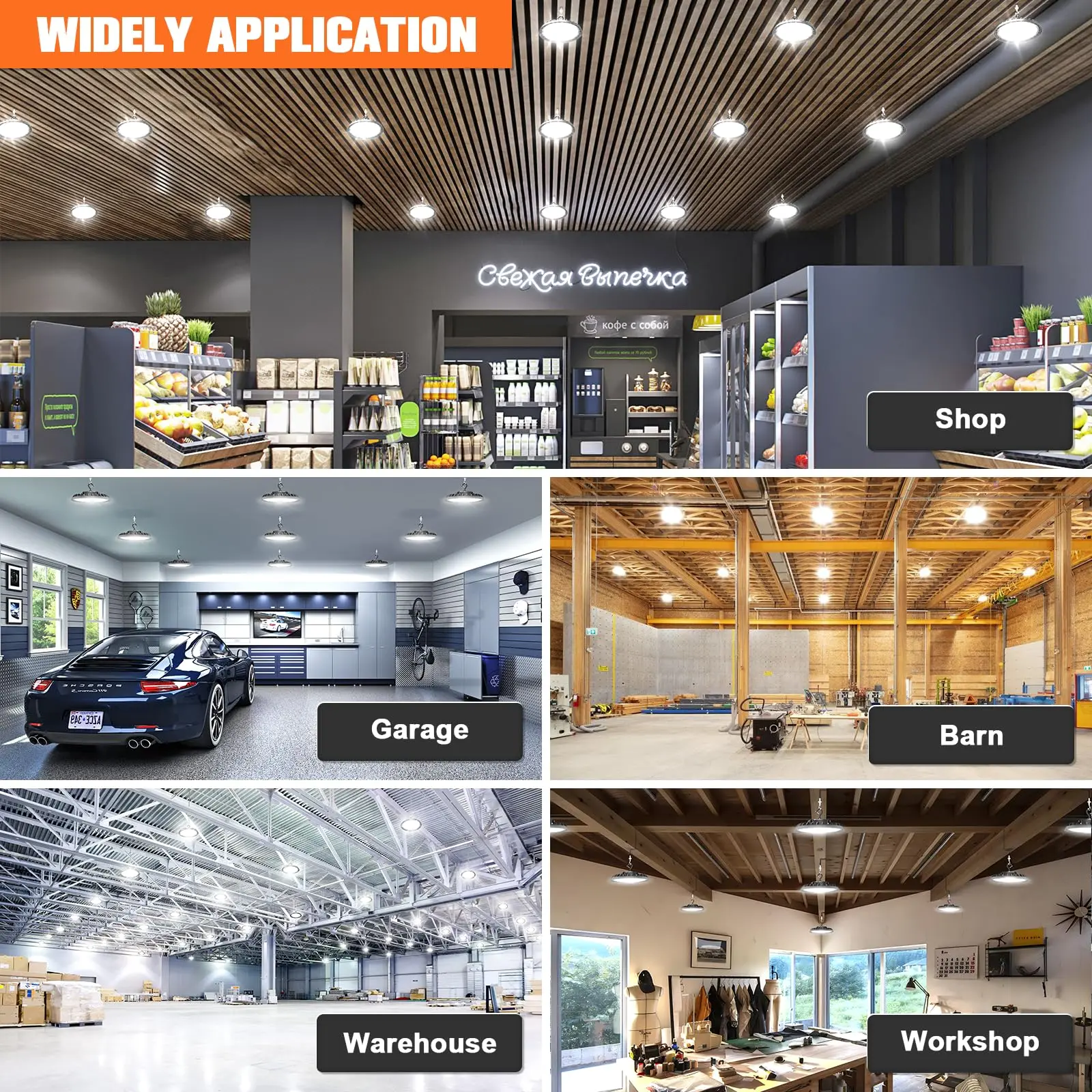 Super Bright High Bay Light Ceiling Light AC85-265V Waterproof Taller Work Lights Garage Lights Industrial For Warehouse Factory