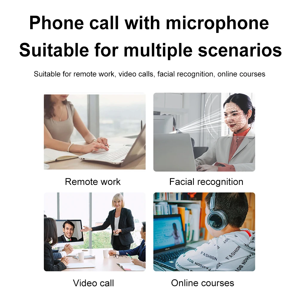 Facial Recognition Webcam Hello Identification Login Full HD 1080P 2MP Web Camera with Single Microphone For Windows 10/11
