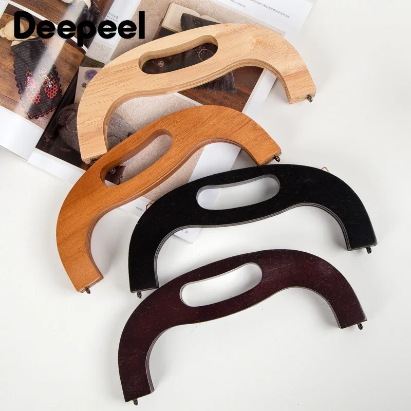 1Pc Deepeel 24.5*12cm Bag Wooden Handles Purse Frame Kiss Clasp Sewing Brackets Wood Bags Closure DIY Handbag Handle Accessories