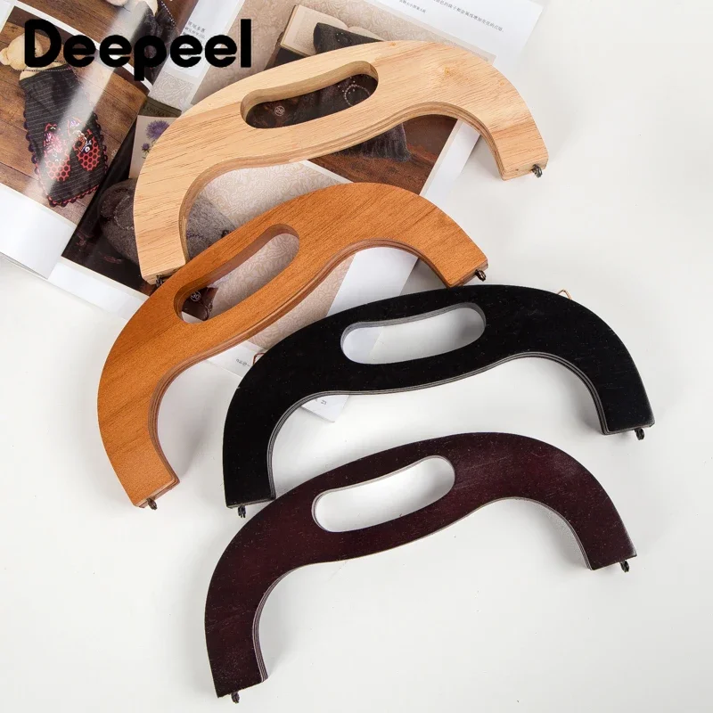 1Pc Deepeel 24.5*12cm Bag Wooden Handles Purse Frame Kiss Clasp Sewing Brackets Wood Bags Closure DIY Handbag Handle Accessories 1pc deepeel 25cm new wooden handle for handbag closure purse sewing brackets kiss clasp wood clip frame bags parts accessories