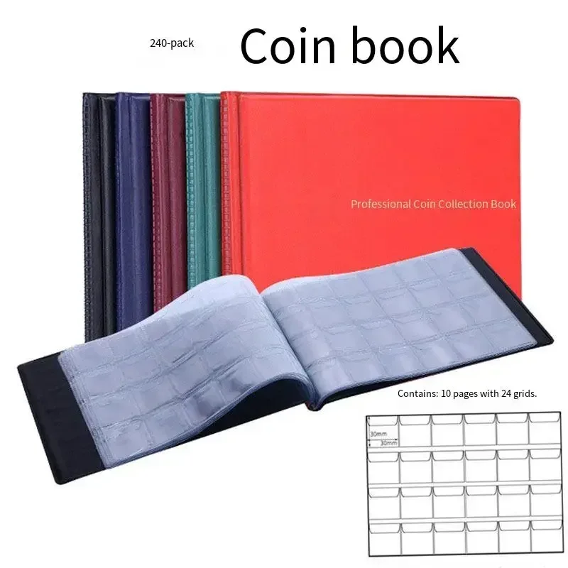 PVC Collecting Coin Storage Coins Album Collection Book Commemorative Holders for Collector Gifts Supplies 120/240 Pockets Coin Purse Coin Wallet Change Bag