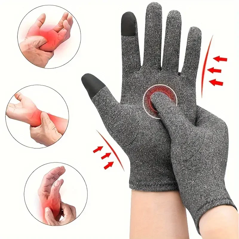 1Pair Unisex Compression Full Finger Gloves For Arthritis Therapy Rehabilitation Touch Screen