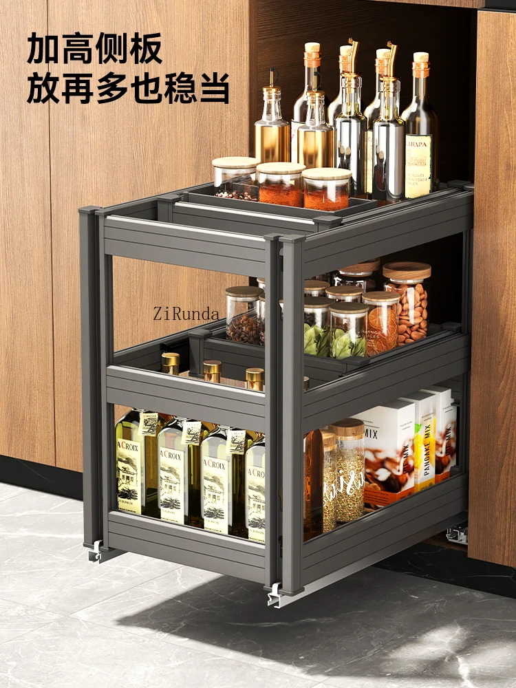 Kitchen Cabinet Seasoning Drawer Type 304 Stainless Steel Drawing Slide Dishes Seasoning Magic Locker