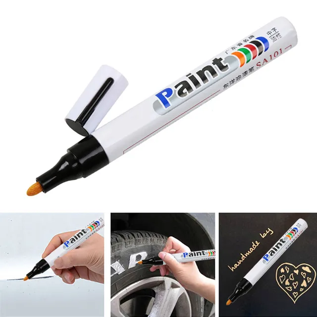 1pcs White Waterproof Cars Wheel Tire Oily Mark Pen Auto Rubber Tyre Paint Pen Cd Metal Permanent Paint Marker Graffiti Touch Up 2