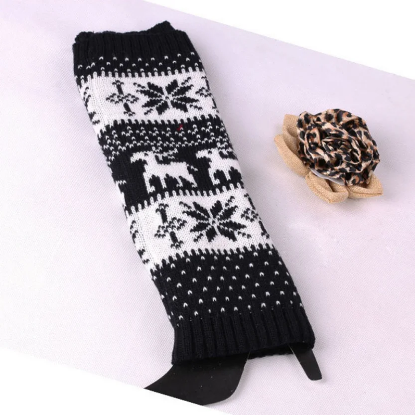 Boot Socks Womens Winter Leg Warmers Ankle Stretch Slouch Warm Thermal Ladies Wool Knitted Snowflake Female Gaiter Christmas