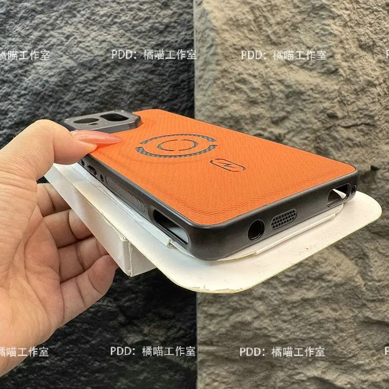 Magnetic Matte Vegan Leather Shockproof Phone Case with Silicone Bumper