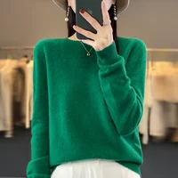 2024 Fashion 100% Merino Wool Sweater Cashmere Pullover O-Neck Long Sleeve Women Knitwear Autumn Winter Clothing Y2K Tops O Ling - Image 4