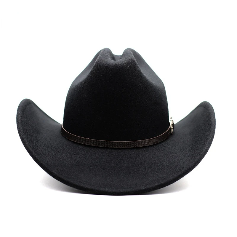 

European and American Fashion Cowboy Hat for Man Western Cowboy Hat Roll Brim Big Brim Felt Hat Retro Jazz Hat