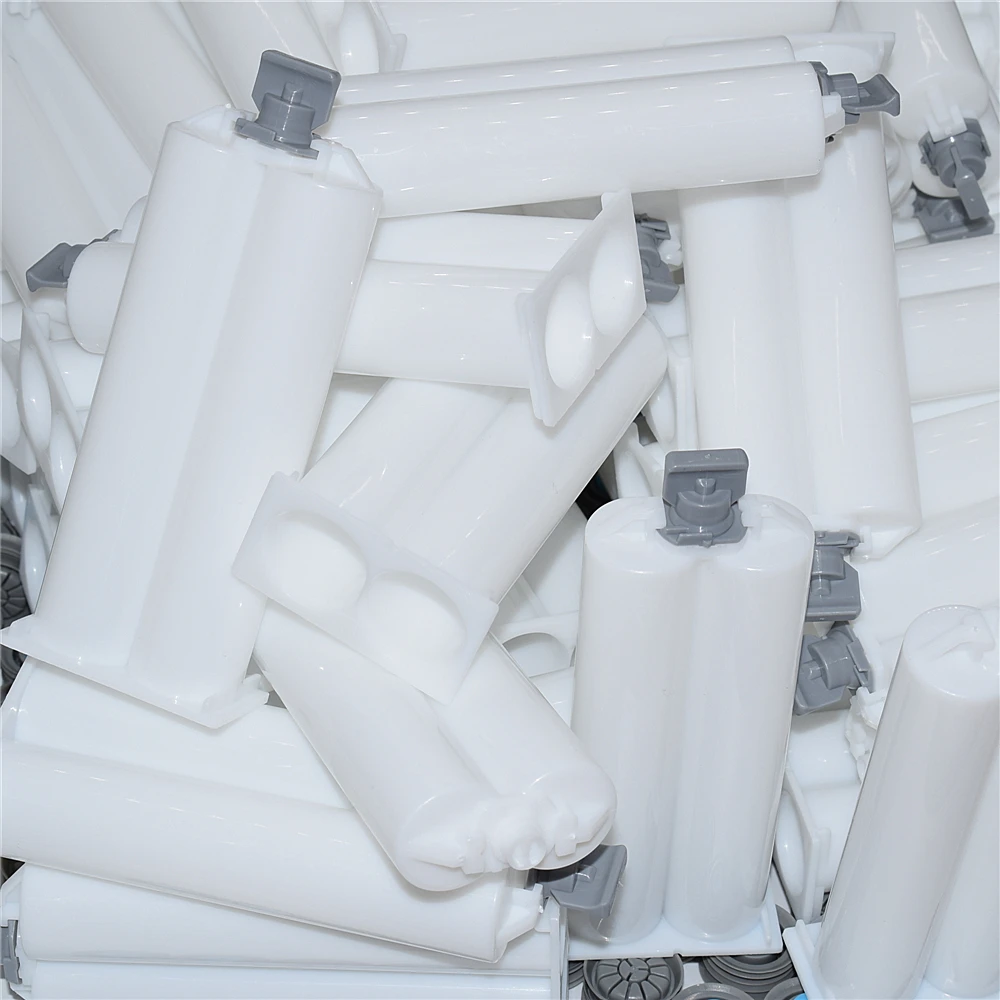 

80pcs 1:1 Empty Cartridges 50ml Dual-Barrel Epoxy Glue Tube with Cap and Sealing Pistons for 50ml Caulking Gun 1:1 AB Glue Guns