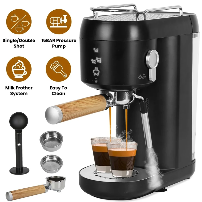 Professional Espresso Coffee Maker Electric Italian Coffee Machine 15 Bar Automatic milk frother Cappuccino Latte Espresso maker 4