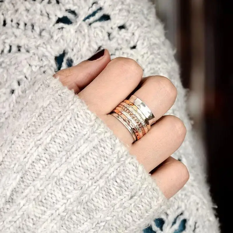 Rotating Ring Spinner Ring For Women Anxiety Reliefs Ring Band Daughter Ring From Mom Adjustable Ring For Women Or Girls 4