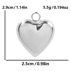 Elegant 3D Heart Pendant in Gold/Silver - Set of 2 Stainless Steel Charms (S1698 - S)