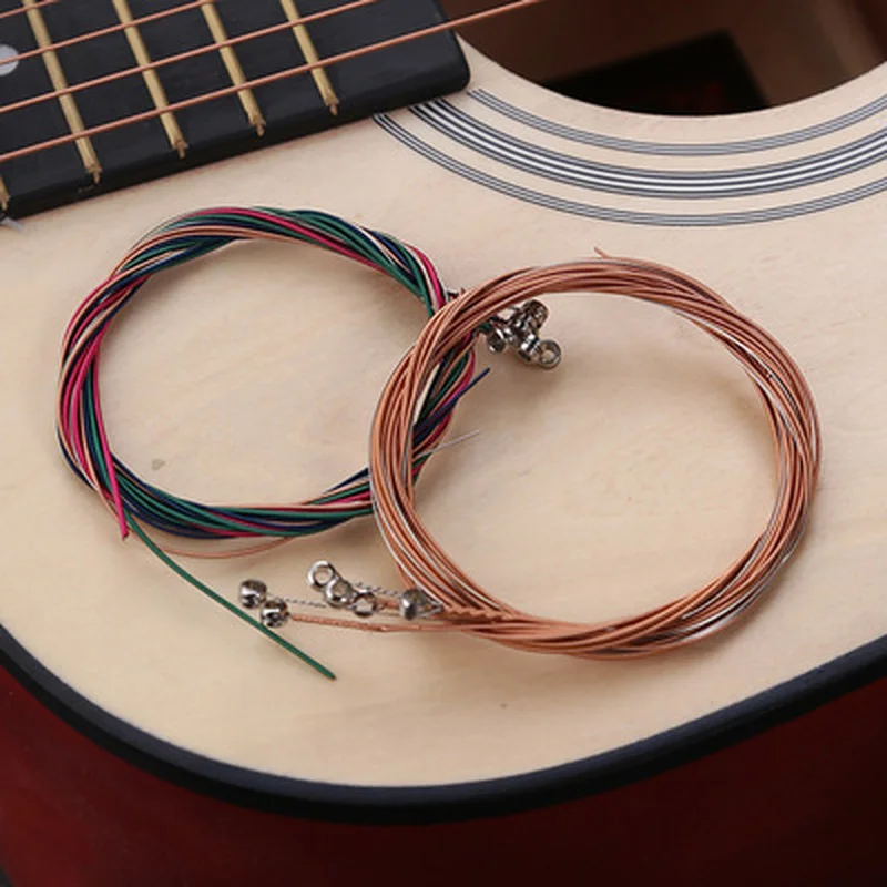 6pcs/set Universal Acoustic Guitar String Brass Hexagonal Steel Core
