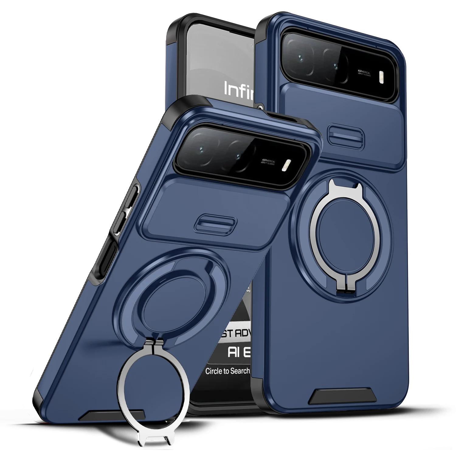 Shockproof Armor Phone Case with Magnet Holder and Lens Protection Cover