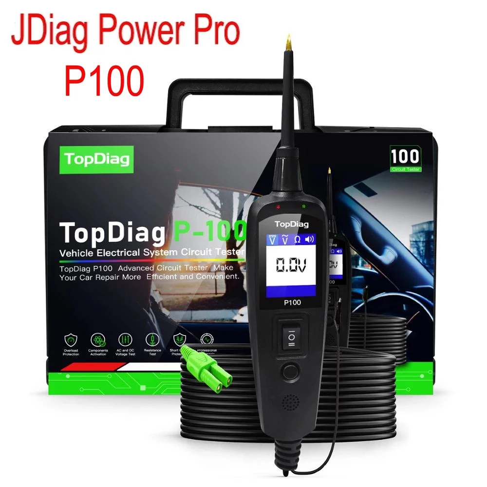 

JDiag P100 Electrical Circuit Tester Scanner 12V 24V Automotive Drive Test Pen Car Voltage Tester Power Probe Diagnostic Tool