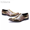 Man Formal Genuine Leather Dress Shoes Luxury Design Metal Pointed Toe Slip On Business Party and Wedding Oxford Shoes 4