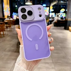 Matte Transparent Shockproof Magnetic Phone Case with Lens Protection - iPhone 15 Plus (Light Purple)